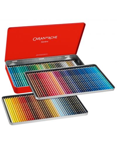 Creioane acuarela colorate Caran d'Ache Supercolor - 120 de culori, cutie metalica - 2