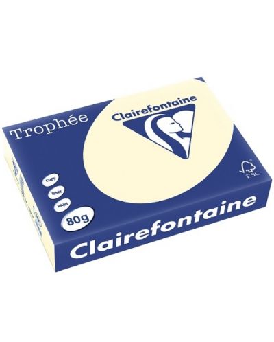 Hârtie color pentru copii Clairefontaine - A4, 80 g/m2, 100 de coli, crem - 1