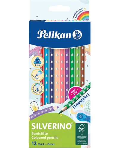 Creioane colorate Pelikan Silverino - 12 culori - 1