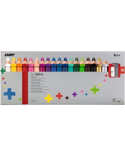 Creioane colorate cu ascuțitoare Lamy 3plus, 18 bucăți - 1