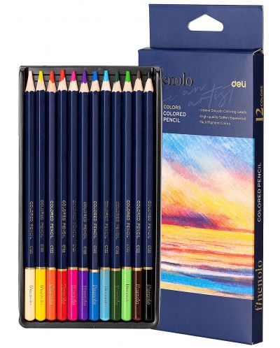 Creioane colorate Deli Finenolo - EC131-12, 12 culori - 1