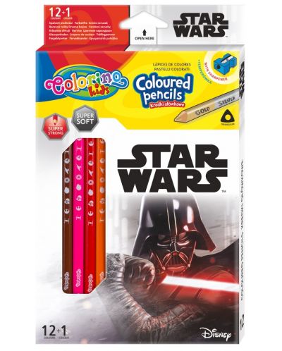 Colorino Marvel Star Wars Creioane colorate triunghiulare 12 culori + 1 (cu ascutitoare) - 1