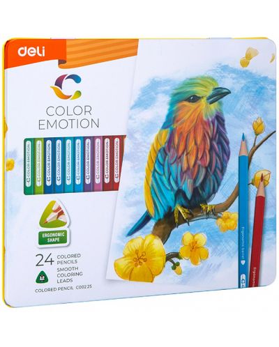 Creioane colorate Deli Color Emotion - EC00225, 24 culori, in tub - 1