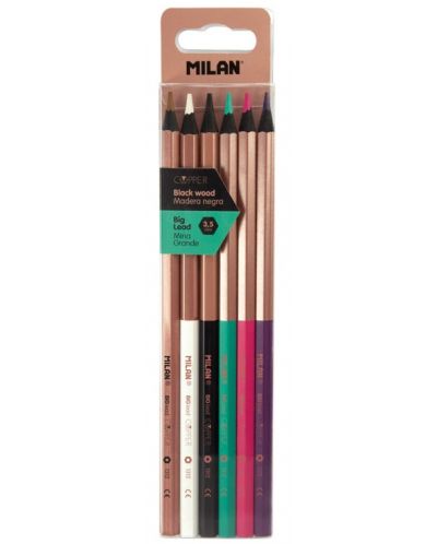 Creioane colorate Milan Copper - 3.5 mm, 6 culori - 1