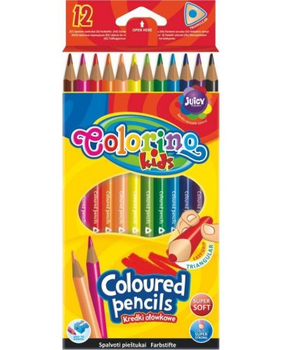 Creioane triunghiulare colorate Colorino Kids - 12 culori - 1