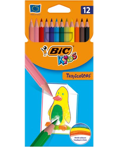 Creioane colorate Bic Kids Tropic - 12 buc.	 - 1