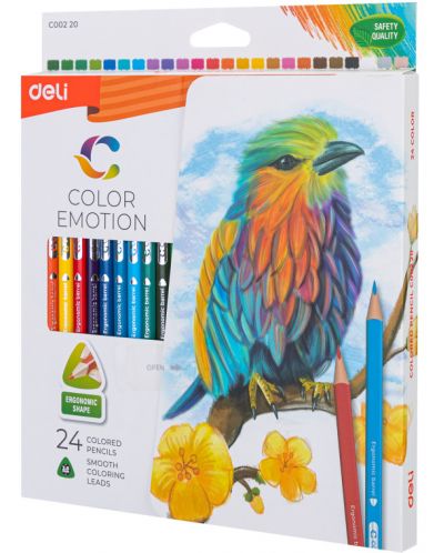 Creioane colorate Deli Color Emotion - EC00220, 24 culori - 1