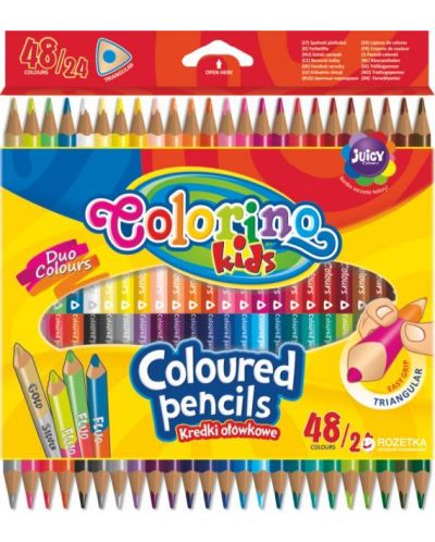 Creioane colorate cu doua capete Colorino Kids - 24 buc - 1