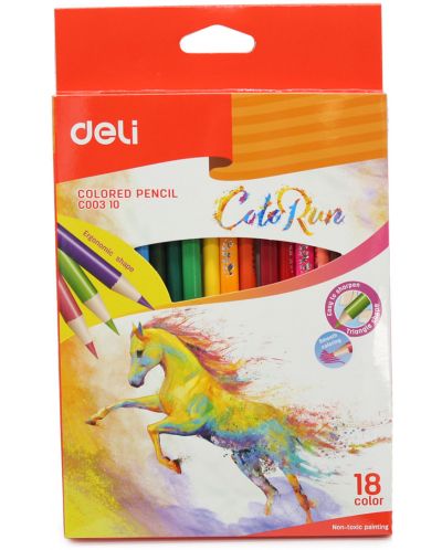 Creioane colorate Deli Colorun - EC00310, 18 culori - 1