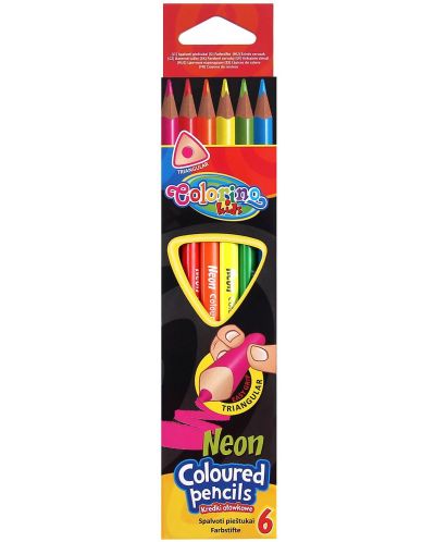 Creioane colorate Colorino Kids - 6 culori, neon - 1