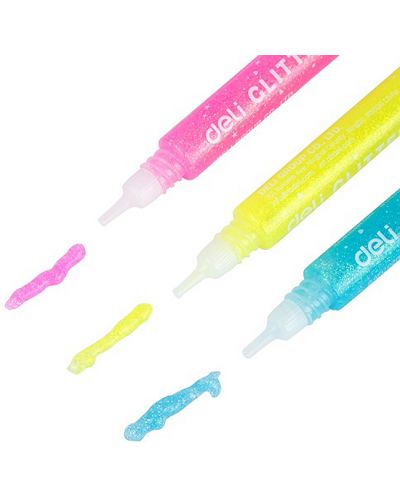 Lipiciuri colorate Deli Stick Up - Glitter Neon, 3 x 12 ml - 2