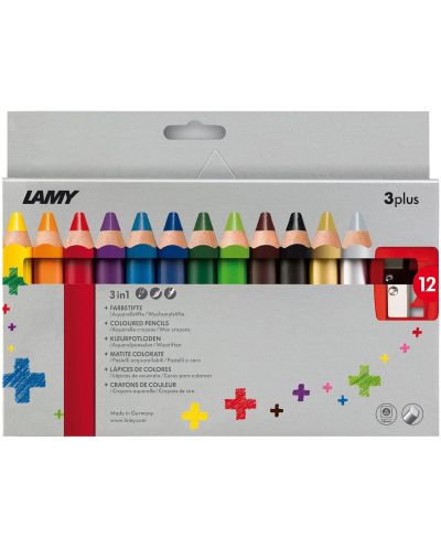 Creioane colorate cu ascuțitoare Lamy 3 plus, 12 bucăți - 1