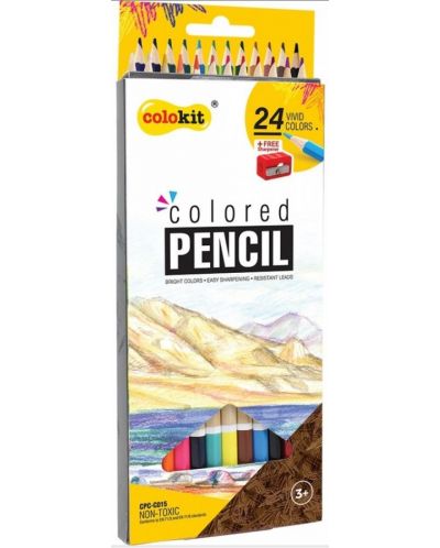 Creioane de culoare Colokit - 24 de culori, ascuțitor de creion - 1