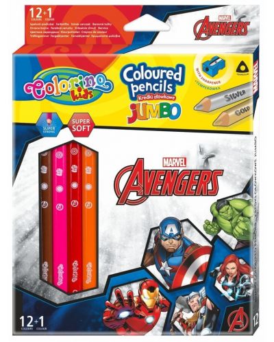 Colorino Marvel Avengers JUMBO Creioane colorate triunghiulare 12 culori +1 (cu ascutitoare) - 1