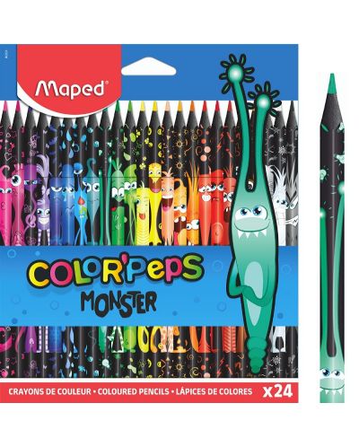 Creioane colorate Maped Color Peps - Monster, 24 culori - 1