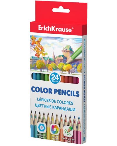 Creioane colorate Erich Krause Hexagonale, 24 culori - 1