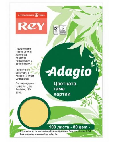 Hartie colorata pentru copiator Rey Adagio - Buttercup, A4, 80 g, 100 coli - 1