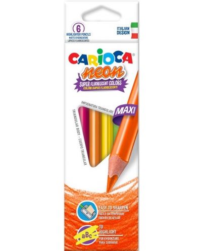 Creioane colorate Carioca Neon - Maxi, 6 culori - 1