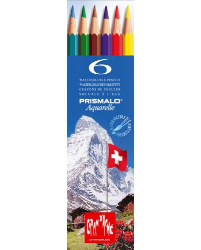 Creioane colorate pentru acuarelă Caran d'Ache Prismalo - 6 culori, cutie metalică - 1
