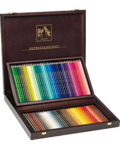 Creioane acuarela colorate Caran d'Ache Supercolor - 80 de culori, cutie din lemn - 1