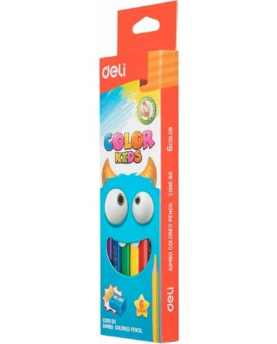 Creioane colorate Deli Color Kids - EC00660, 6 culori - 1
