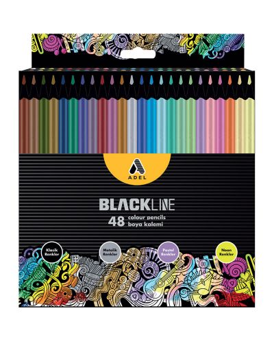 Creioane colorate Adel BlackLine - 48 de culori - 1