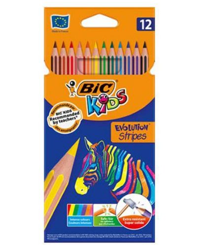 Creioane colorate BIC Evolution Stripes - 12 culori - 1