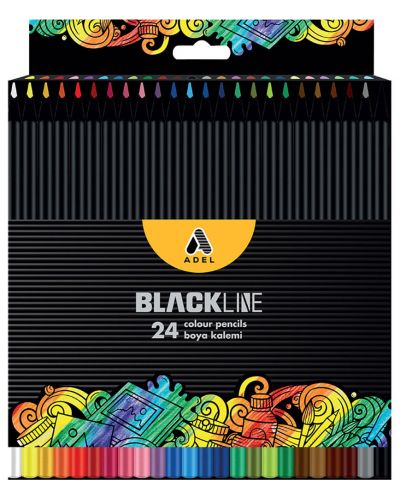 Creioane colorate Adel BlackLine - 24 culori clasice - 1