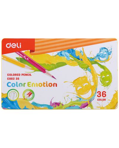 Creioane colorate Deli Color Emotion - EC00235, 36 culori, la cutie - 1