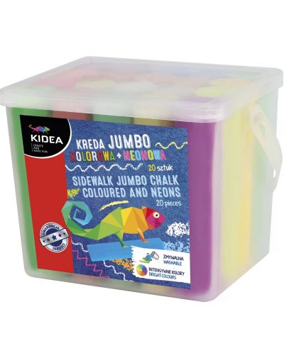 Cretă colorată Kidea Jumbo - 20 de bucăți, într-o găleată - 1