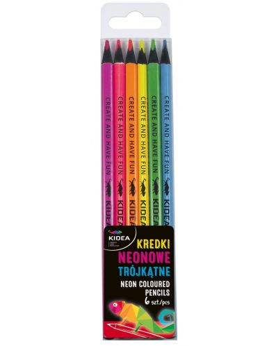 Creioane colorate in culori neon Kidea - 6 culori - 1