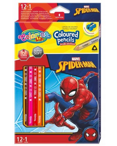 Colorino Marvel Spider-Man Creioane colorate triunghiulare 12 culori + 1 (cu ascutitoare) - 1