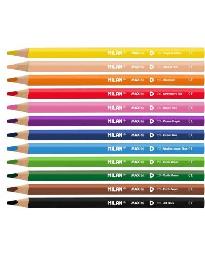 Creioane 12 culori, MAXI + ascuțitoare de creioane, triunghi 261, - 2