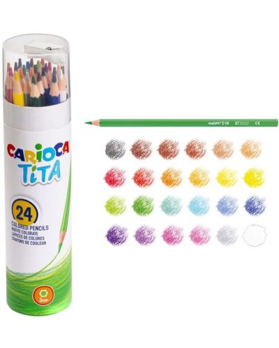 Creioane colorate Carioca Tita - 24 culori + ascutitoare - 2