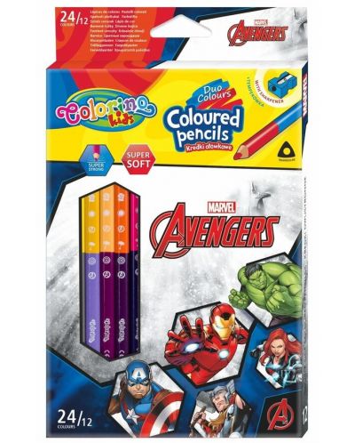 Colorino Marvel Avengers Creioane colorate triunghiulare 12 buc./24 culori (cu ascutitoare) - 1