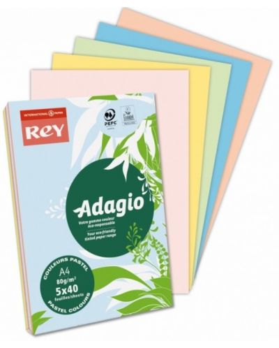 Hartie colorata pentru copiator Rey Adagio - Pastel mix 3 , A4, 80 g, 100 coli - 1