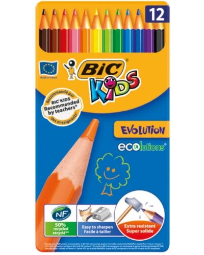 Creioane colorate BIC Kids Ecolutions 12 culori, flexibile	 - 1