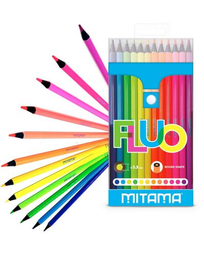 Creioane bicolore Mitama - Fluo, 12 culori - 1