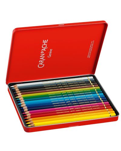 Creioane de culoare Caran d'Ache Pablo – 18 culori, cutie metalica - 1