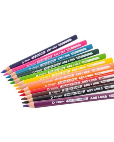 Creioane colorate triunghiulare Ars Una - Jumbo, 12 culori - 2