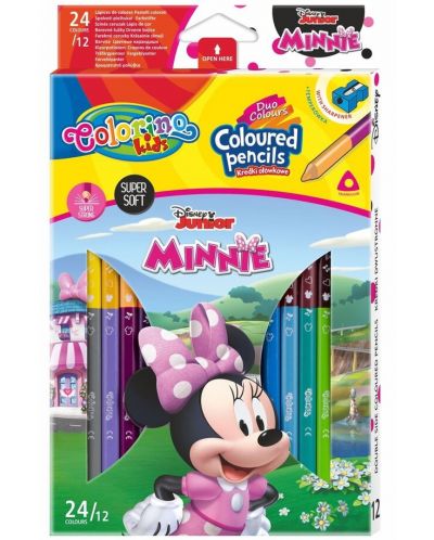 Colorino Disney Junior Minnie Creioane colorate triunghiulare 12 buc./24 culori (cu ascutitoare) - 1