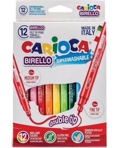 Carioci colorate Carioca - Birello, 12 culori, cu 2 varfuri - 1