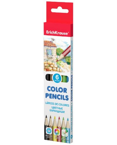 Creioane colorate Erich Krause - Hexagonale, 6 culori	 - 1