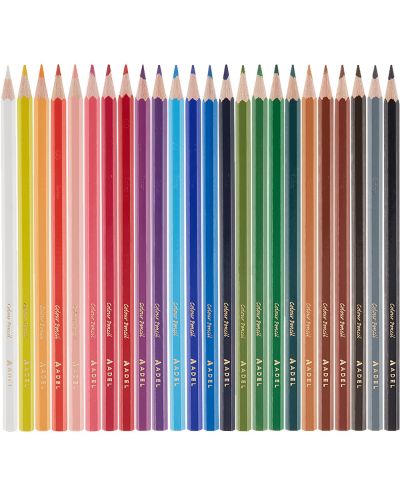 Creioane colorate Adel - 24 culori, lungi, în tub metalic - 2