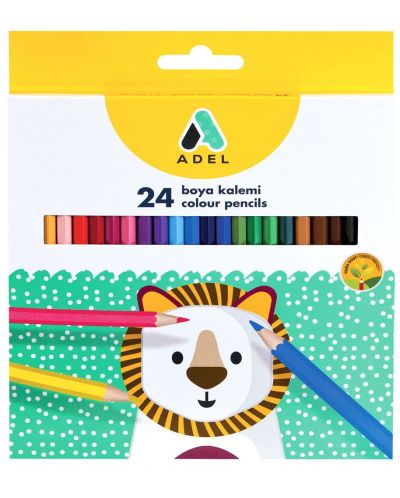 Creioane colorate Adel - 24 culori, lungi - 1