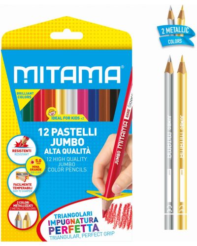 Creioane bicolore Mitama - Jumbo, 10+2 culori - 1