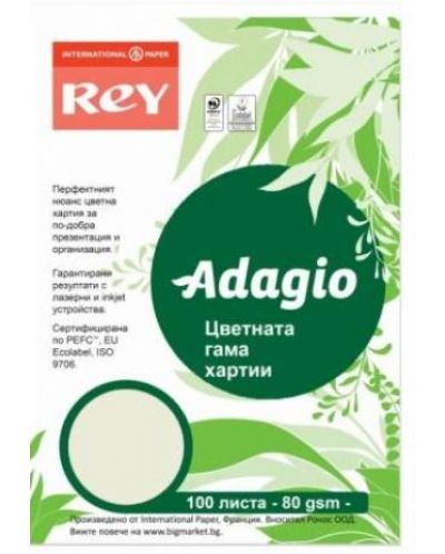Hartie colorata pentru copiator Rey Adagio - Pistachio 33, A4, 80 g, 100 coli - 1