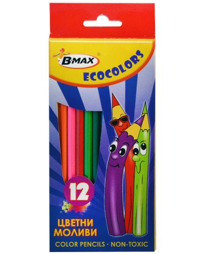 Creioane colorate B-Max - Ecocolor, 12 culori - 1