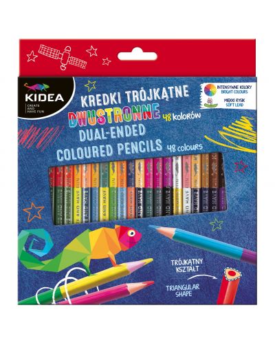 Creioane colorate Kidea - 24 buc, 48 culori, cu doua varfuri - 1