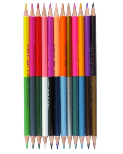 Creioane colorate Kidea - 12 buc, 24 culori, cu doua varfuri - 2